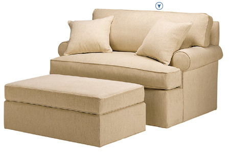 Quality Fabric Upholstered Double Chair And Ottoman With Back Cushion wholesale