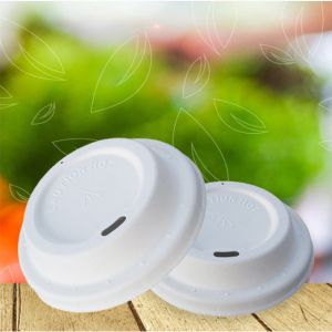 China 8cm Biodegradable Sugarcane Pulp Coffee Cups With Lids on sale
