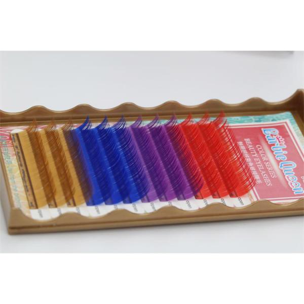 Natural Multi Colored Eyelash Extensions Synthetic Hair Eyelashes 12 Lines / Tray