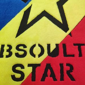 Large Star Custom Made Embroidered Patches Chenille Material Blue / Red / Yellow