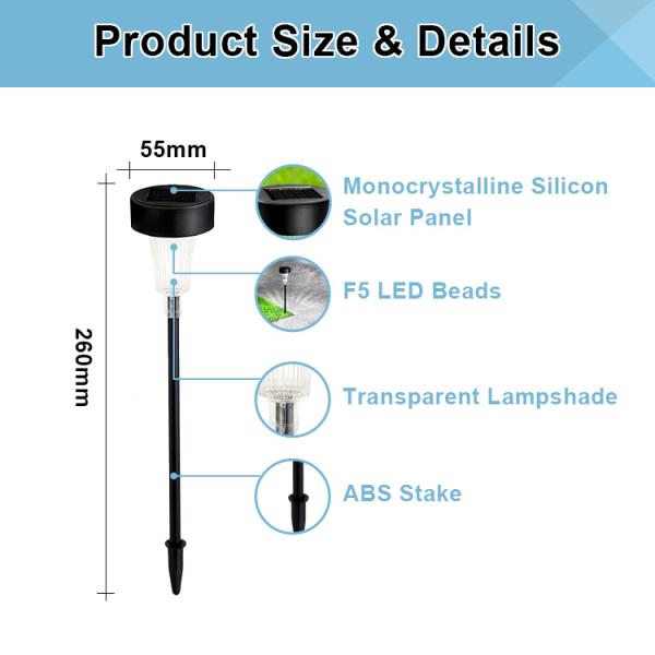 Solar Powered Landscape Lights with Ground Spike Waterproof and Energy Efficien