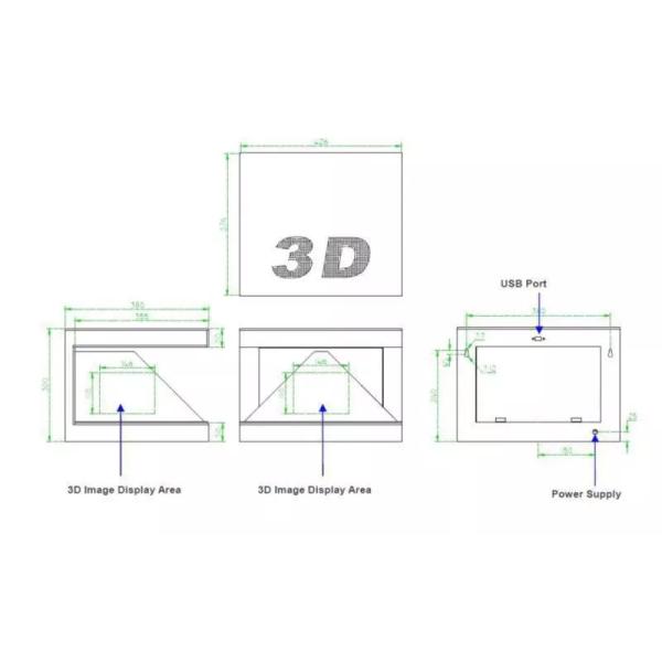 19" 180 Degree 3D Holographic Display 3D Hologram Stand For Jewelry Watch