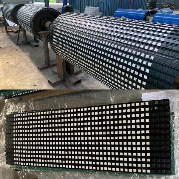 High Abrasion Resistant Diamond rubber conveyor pulley lagging for mining industry