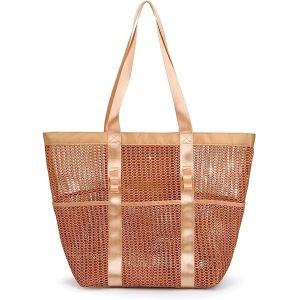 Mesh Beach Tote Large Bag Upgrade for Women with Multiple Pockets for Family
