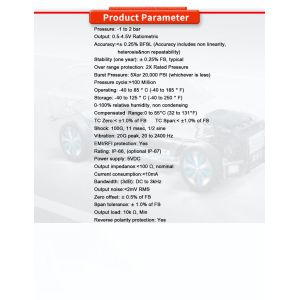 5VDC Excitation UNIVO Industrial Pressure Transducers for Measuring Gases and