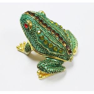 New design reinstone enamel Jiraffe frog pewter jewelry box metal pewter frog