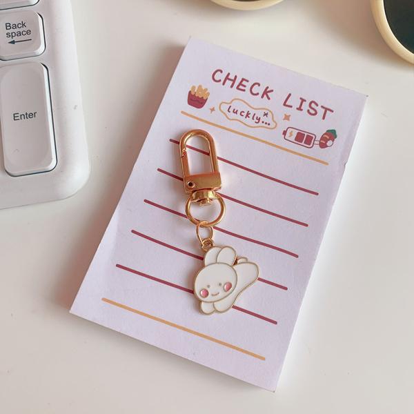 Rabbit Key Chain Ornaments , Die Cutting Crystal Pendant Keychain 16mm Thick