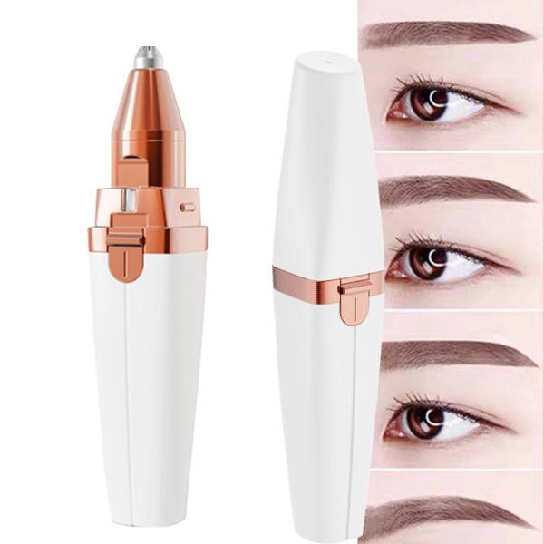 2 In 1 Eyebrow Trimmer Facial Hair Removal Rechargeable Razor Tool With LED