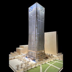 Wooden Miniature Skyscraper Model Qianhai Office Building Project