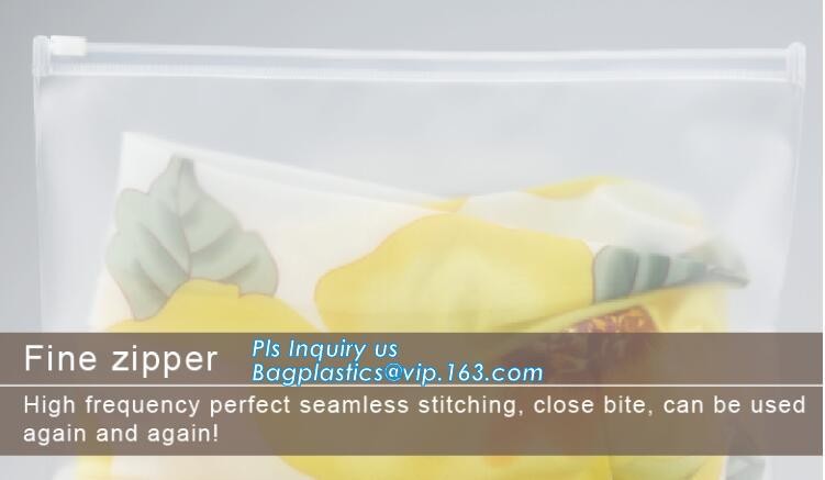 plastic bag with zip lock for cosmetic, slide lock poly bag, standing up zip