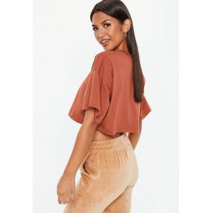 Rust Zip Front Custom Crop Top Clothing Women