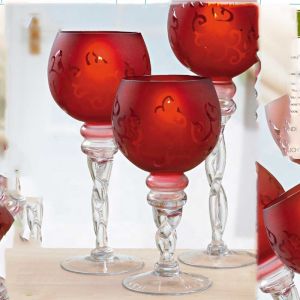 Tulip Shape Long Stem Candle Holders With Engrave Pattern