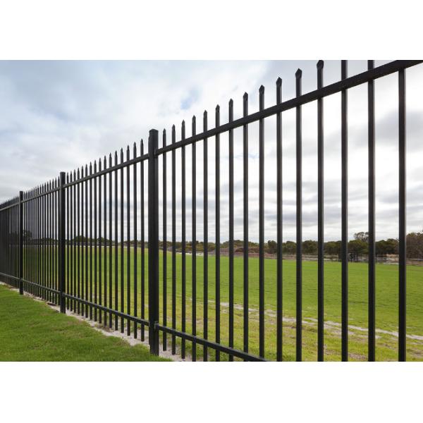 Quality 2 Rail Steel Fence With 1” Picket 1 ¾” Rail Of The Fence Panel And 2 1/2” Posts wholesale