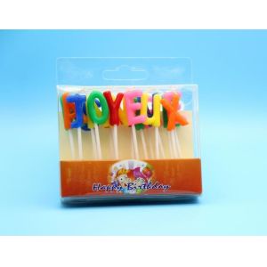 China 18pcs Random Colors Franch Happy Birthday Letter Candles SGS /  ISO9001 on sale