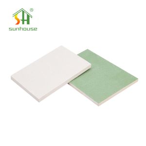 Customized Green Moisture Resistant Drywall , Waterproof Gypsum Sheet 9mm