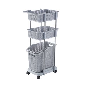 Stackable 72cm 2 Tier Plastic Laundry Hamper With Wheels