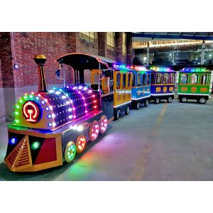 China 18 Persons Trackless Kiddie Train 220V Kids Party Train With Led Light on sale