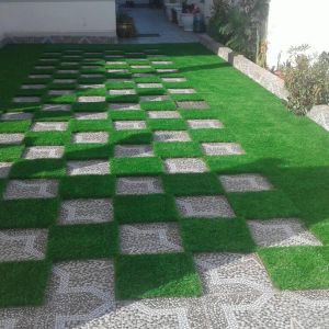 Wear Resistance Garden Artificial Grass Double Wave Monofilament