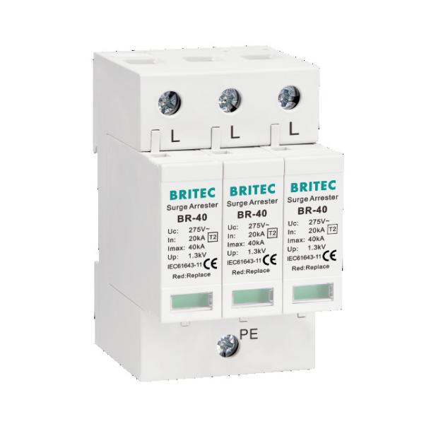 Quality BR-40 3P Three Phase Spd Lightning Arrester Class II Surge Protector 40kA wholesale