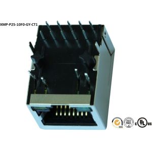 Cheap W / LED 10P8C POE RJ45 Jack Shielded , XMP-P25-10F0-GY-CT1 for sale