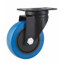 medium duty 5" threaded stem blue elastic rubber caster, 5" screw high elastic