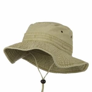 Khaki Washed Mesh Unisex Bucket Hat , Anti - Wrinkle Fisherman Bucket Hat With