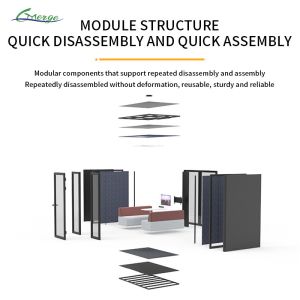 Adjustable Desk Soundproof Phone Booths for Offices Sliding Door Type White