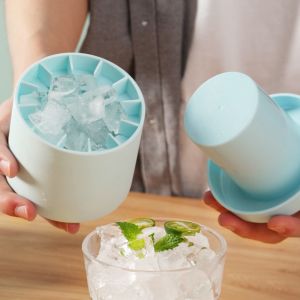Cylinder Silicone Ice Cube Mold Decompress Ice Lattice Press Type Mini Ice Maker