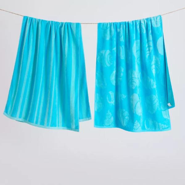 Luxury Two Person Beach Towel with Ultra-Soft Cotton Velour Surface and Quick