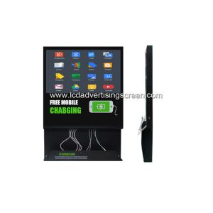 Smart LCD Advertising Screen Mobile Phone Charging Station Kiosk Multi Cables