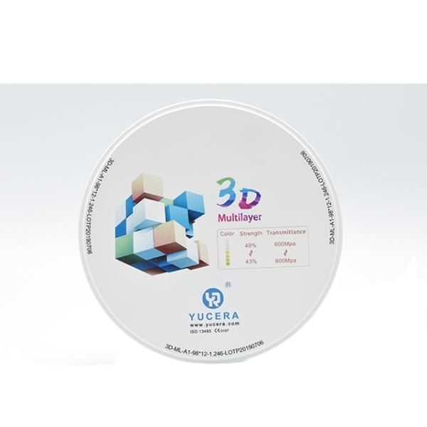 Quality Dental Lab Cad Cam Materials Zirconia Blocks  3D Multilayer Pre Shaded Zirconia Dental Block for Open System Milling Machine wholesale