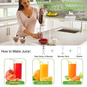 Durable stainless steel blades manual hand blender includes beaker, chopper,
