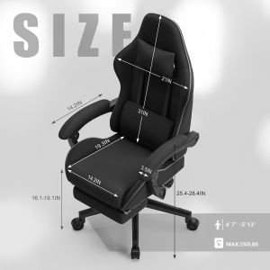 350LBS Weight Capacity Big and Tall Gaming Chair Product Dimensions 22"D x 32"W
