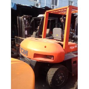 Cheap Used TCM FD80 forklift truck 8T ISUZU engine 3m lifting heightdiesel forklift for sale