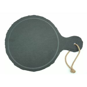 Professional Slate Cheese Board Paddle Shape Rough Rim With Handles