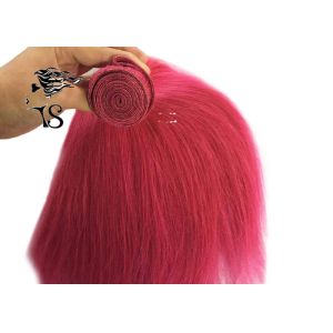 Red Straight Long Human Hair Extensions , No Smell Machine Weft Hair Extensions