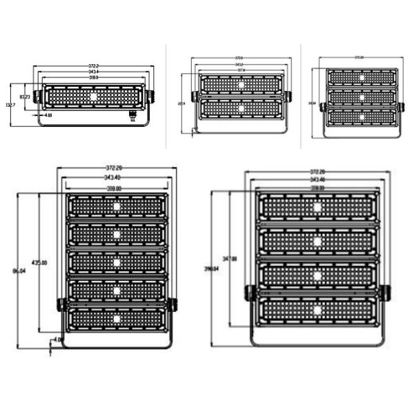 50W-500W High Power LED FLood Light With IP66 Waterproof Modular For Stadium Marina Port Station