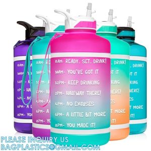 Gallon Water Bottle With Time Marker BPA Free, Motivational Large Water Jug Leak