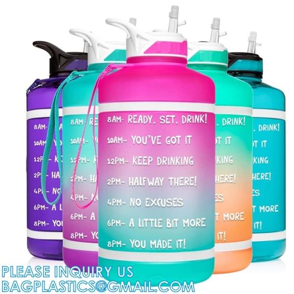 Gallon Water Bottle With Time Marker BPA Free, Motivational Large Water Jug Leak