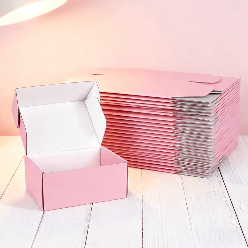 Cheap Small Custom Printed Pink Recyclable Corrugated Cardboard Cosmetic Packaging Mailer Boxes With Matt Lamination for sale