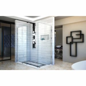 U Channel Walk In Glass Shower Room Fixed Glass Panel Frameless