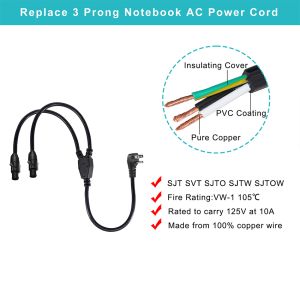 14AWG NEMA 5-15P to Dual PowerCON Y-Splitter Cable