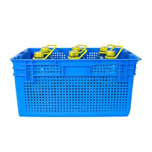 PP 640x415x305mm Fresh Nestable Stacking Vegetable Turnover Mesh Crate for Fresh