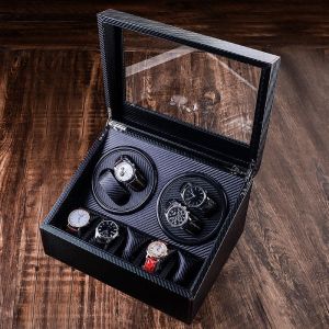 Multifunctional 4 Slots Luxury Watch Winder Rotating Watch Box With Remote