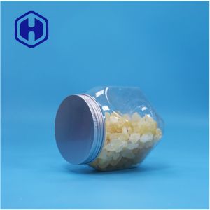 Polygonal Shape PET Plastic Cookies Rock Candy Nuts Paper Jar Aluminium Lid