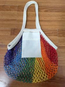 Cheap Organic Cotton Big Net Bag Womens Shopping Mesh Bags With Custom Logo Pocket for sale