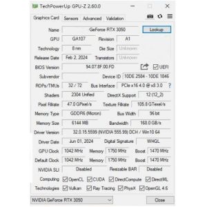 PCWINMAX Low Profile GeForce RTX 3050 6GB GDDR6 96Bit New PCIe 4.0 HD DP Output