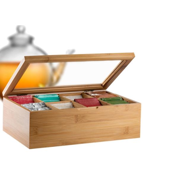 Quality Multifunction Bamboo Tea Storage Box 8 Adjustable Chest Compartments wholesale