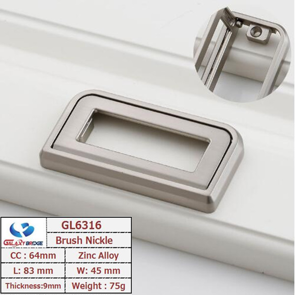 Brush Brass Hidden Drawer Pulls Kitchen Cabinet Knobs / Closet Square 96mm Handles T Bar Pulls Furniture Fittings