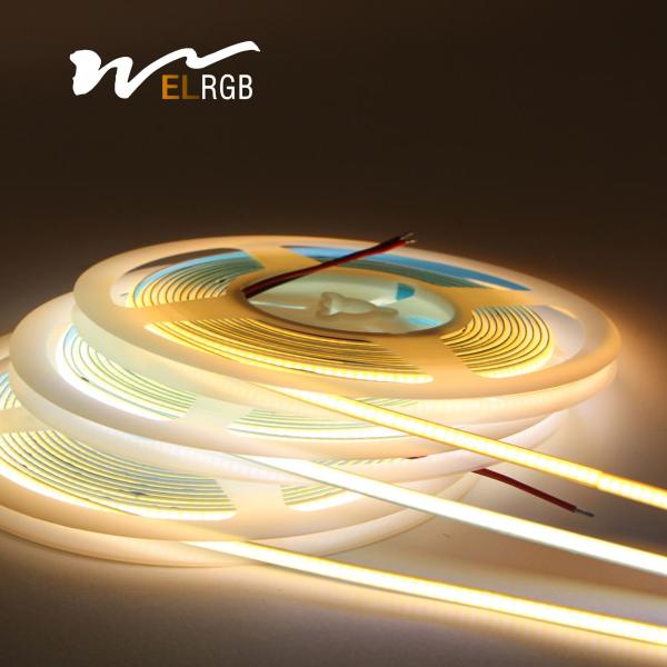 Quality 5mm Ultra Slim COB LED Strip 384LEDs/M 12V/24V High Density RA90 3000K Flexible Linear Dimmable Super Thin COB LED Tape wholesale